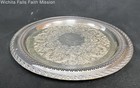 Vintage Silver-tone Round Gallery Trays Pierced Rim Ornate Floral Lot 2 Piece — photo 1