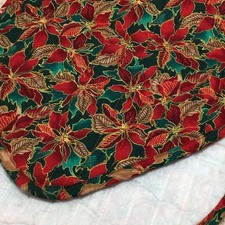 Poinsettias Quilted Table Runner Christmas Holiday 69"x 13"