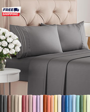 Queen Size 4 Piece Sheet Set Comfy Breathable  Cooling Bed Sheets Set