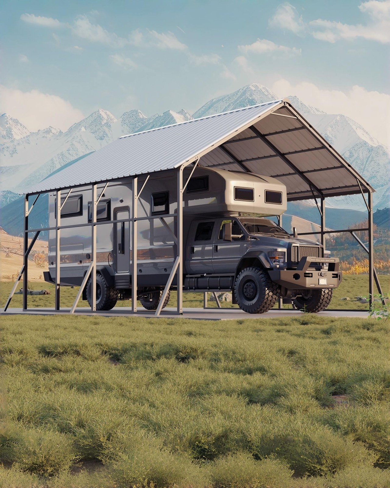 20x20 ft Metal Carport ,Heavy Duty Vertical Roof Garage Shelter for Pickup ,Car