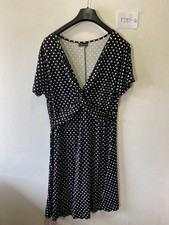 Freemans Polka dot Midi Dress in Black Plus Size UK 22 XL 42" (FJ80-4)
