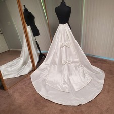 Wedding Dress TRAIN ONLY White Satin with Bows and Sashes
