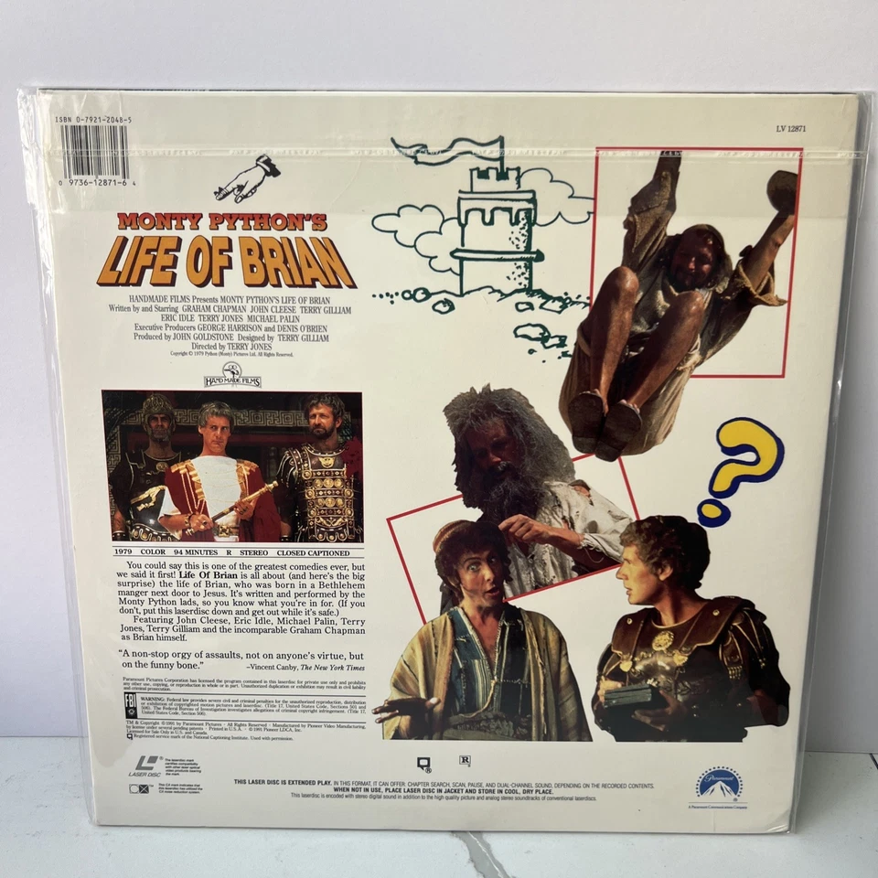 Monty Python’s Life of Brian LaserDisc Vintage 1990 Brand New, Factory Sealed! - Image 2 of 4