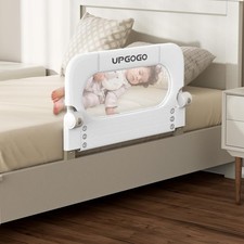 UPGOGO Folding Toddler Bed Rail 33x23.6 White Reinforced Anchor Safety R020