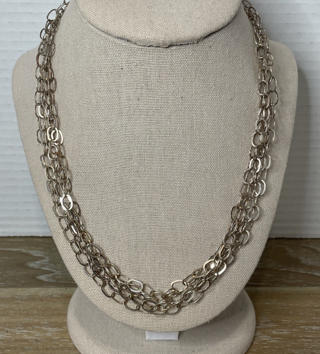 Sterling Silver Oval Link Adjustable Necklace 28.… - image 1