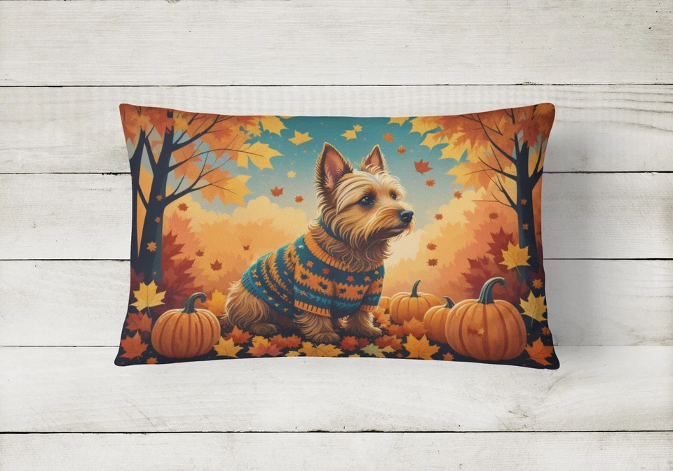 Almohada decorativa de lona de calabaza hojas de otoño Australian Terrier DAC1010PW1216 Foto 2 de 3
