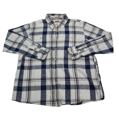 Wrangler Shirt Mens XL Extra Blue White Check Outdoor Work Hike Camp Button Up