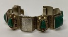 Vintage Taxco Mexico 925 Sterling Silver Carved Green Onyx Panel Bracelet 46.8g — photo 4