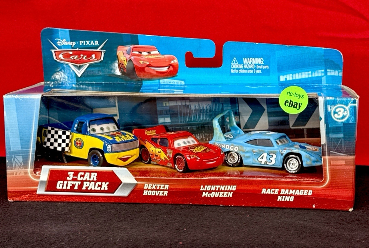 Disney Cars McQueen Dexter Hoover Race Damaged King 3pk for sale