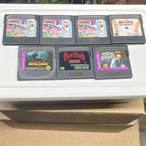 Sega Game Gear Game Lot - Sonic, Mortal Kombat, Devilish, AUTHENTIC & UNTESTED