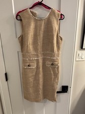Ann Taylor Loft Women's Beige Sleeveless Dress Knee Length