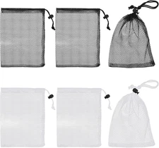 6PCS Small Mesh Drawstring Bags 7.87x5.9in Nylon Net Storage Pouch Travel Set