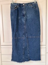 Lauren Jeans Co Jean Skirt Sz 14 Ralph Lauren Vtg Maxi Raw Edge Hemline