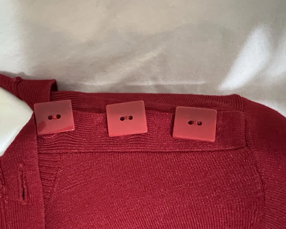 Women’s large mock neck lay button accent sweater red vintage 80S Retro R - Image 3 of 4