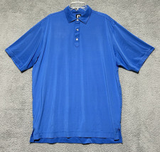 Foot Joy FJ Mens XL Performance Golf Polo Shirt Blue Striped Short Sleeve