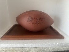 REGGIE WHITE AUTOGRAPHED WILSON DUKE FOOTBALL WITH DISPLAY CASE.