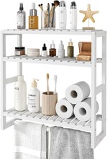 Bamboo Bathroom Shelf 3 Tier Over Toilet Storage Rack Wall Mounted Space