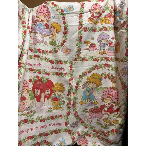 1980 Strawberry Shortcake Twin Flat Sheet 79" JCPenney American Greetings VTG
