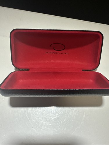 Oscar De la Renta Large Black Sunglasses Case Hard Shell Red Interior - Picture 3 of 3