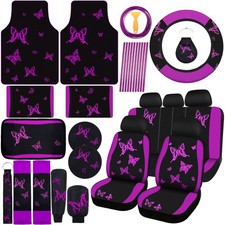 Bbto 47 Pcs Car Seat Covers Full Set Butterfly Women Purple Black Bbto 47 Pcs Car Seat Covers Full Set Butterfly Women Purple Black
