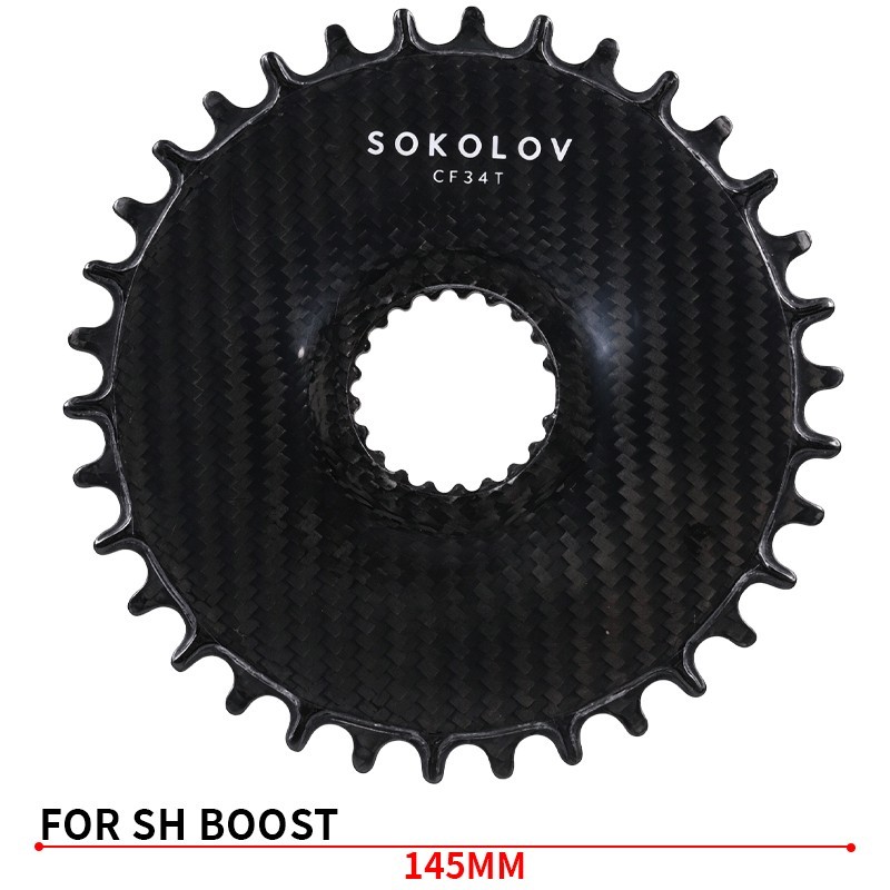 SOKOLOV MTB Anello Catena Fibra di Carbonio Mountain Bike Ultraleggero 34T foto 3