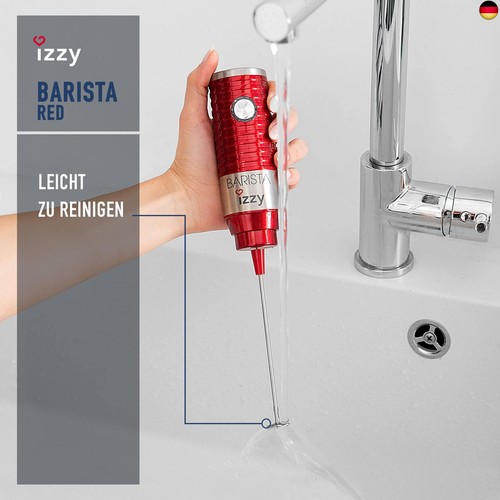 Benrubi Barista IZZY Rot, elektrischer Mini-Handmixer 30 Watt, Frappe Mixer - - Bild 4 von 9