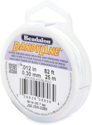 Beadalon Dandyline Bead Weaving & Stringing Thread, 0.30 mm / .012 in, White, 25