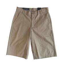 NWT Nautica Boy's Size 16 Reg Shool Uniform Flat Front Khaki Shorts Adjust Waist