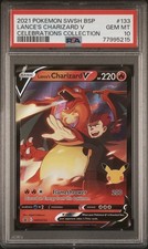 2021 POKEMON SWSH BLACK STAR PROMO #133 LANCE'S CHARIZARD V PSA 10