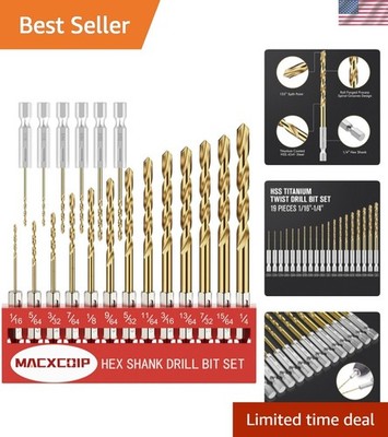Hex Shank Drill Bit Set, 19Pcs Titanium Twist Drill Bit for Sheet Metal, Wood...