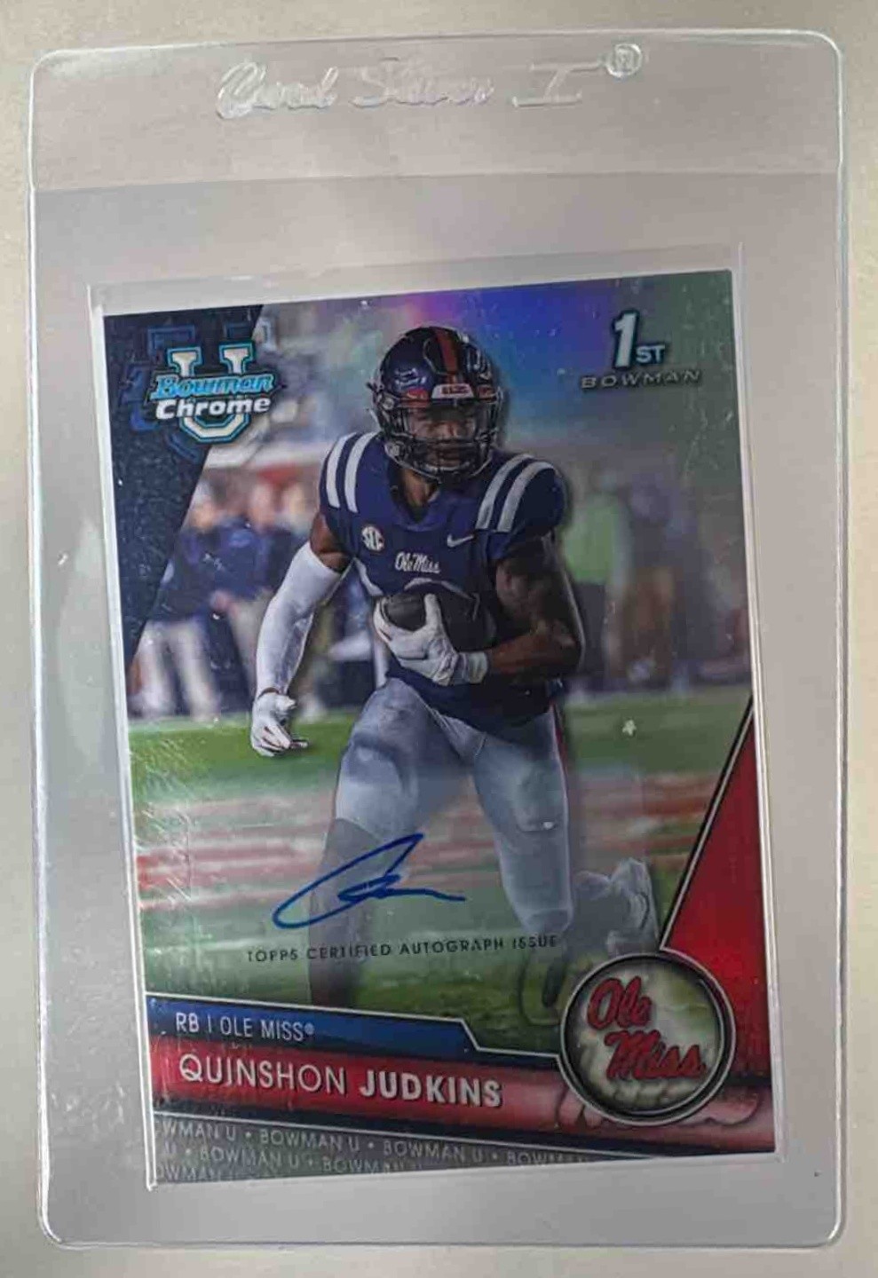 Quinshon Judkins 2023 Bowman University Chrome #135 Refractor Prospect Auto /499