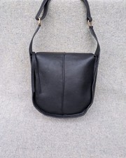 Urbancode "Structured Saddle Bag" black genuine leather crossbody/shoulder bag.