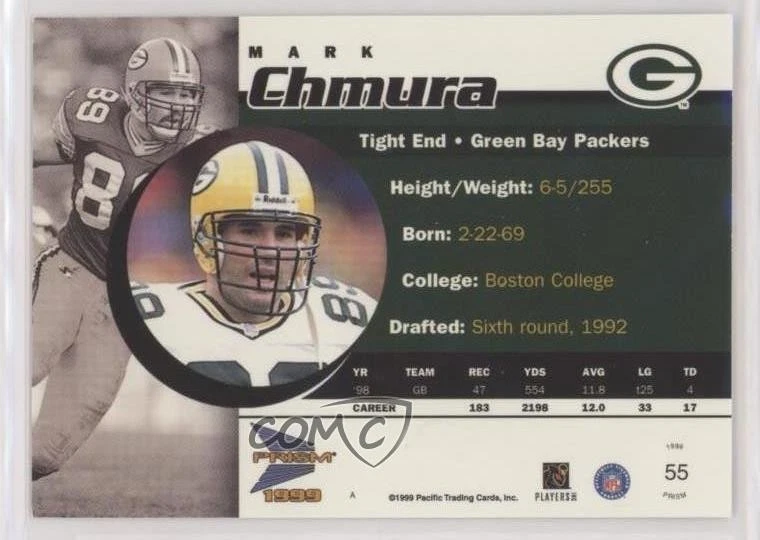 1999 Pacific Prism Premiere Date /61 Mark Chmura #55 - Image 2 of 2
