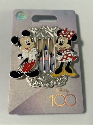 2023 Disney Parks Platinum 100 Years Of Wonder Mickey Minnie Castle 3 Pin Set