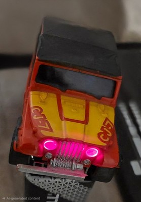Aurora AFX Jeep CJ-7 HO Sc. Slotcar rot in Custom Box + Repro Instr., funktionstüchtig