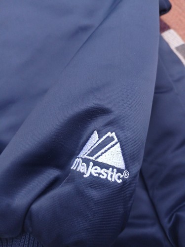 Vintage MLB New York Yankees Majestic Dugout Bomber Giacca Patch Adulto Grande - Foto 23 di 23