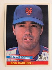 1984 Ron Darling Donruss Rated Rookie Card (No #). rookie card picture