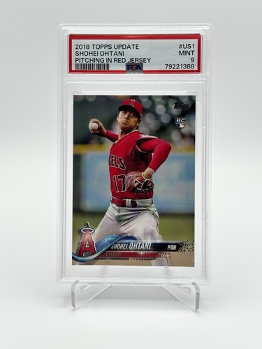 Topps 2018 Update Series Shohei Ohtani Angels #US1 Pitching Red Jersey RC PSA 9