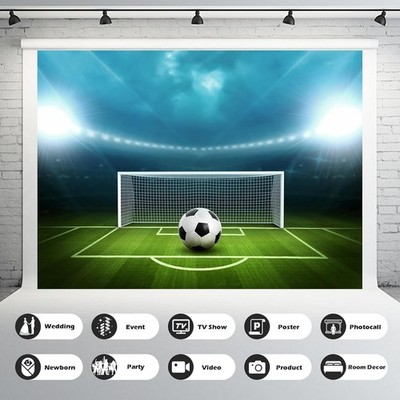7x5ft Soccer Football Championship Backdrop Sports Ball Goals Penalty Kick Conce