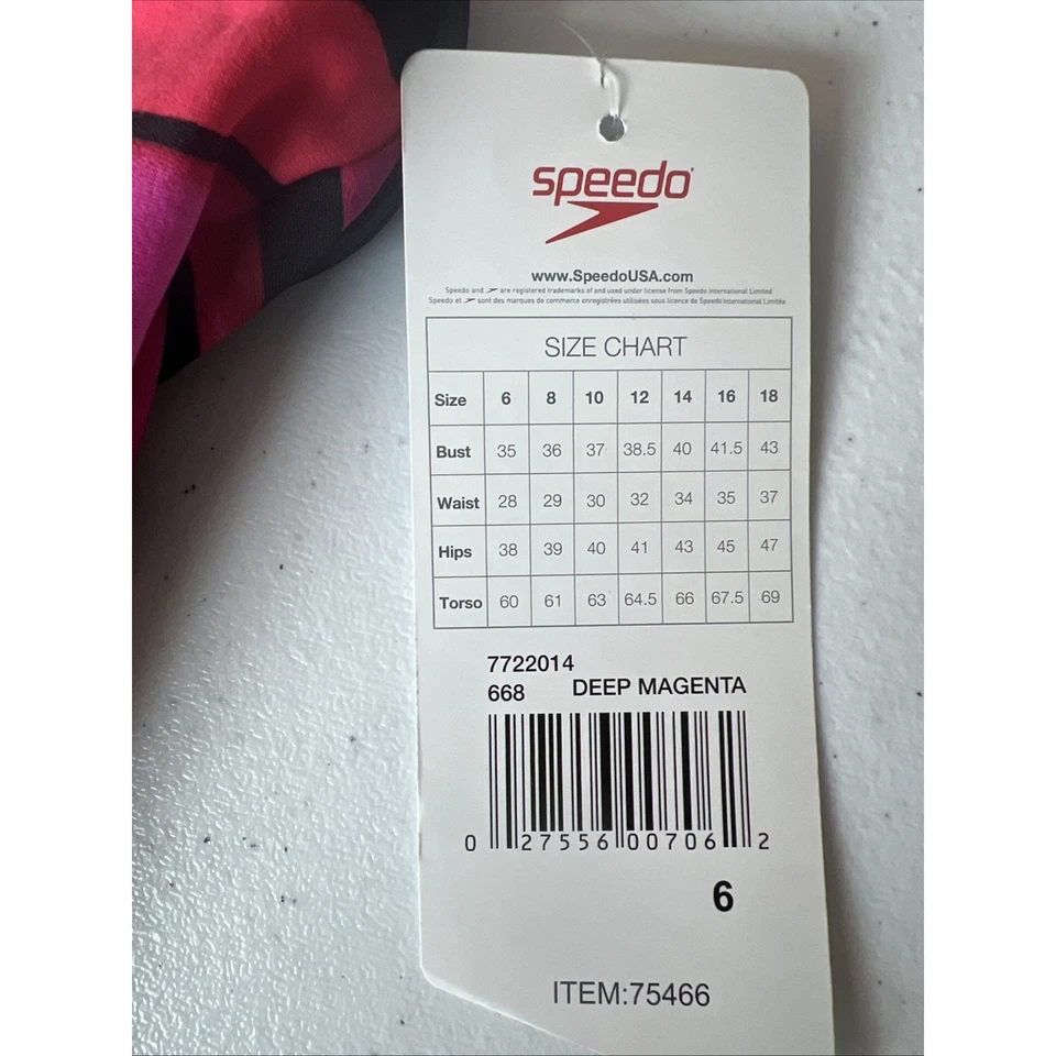Traje de baño Speedo traje de baño espalda rojo frambuesa negro bronceado playa talla 6 nuevo con etiquetas Foto 4 de 4