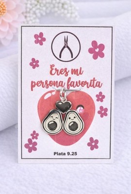 Avocado Couple Pendant Charm Heart 925 Mex. Sterling Silver Valentines Gift 