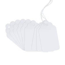 500 White Paper Tags with Pre-Tied String, Writable Blank Tags for Crafts Hol...