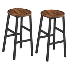 Bar Stools, Set of 2 Round Bar Chairs with Footrest 24.4 Inch Rustic Brown