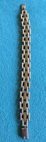 Vintage Taxco Mexico 925 Sterling Silver Mixed Metal Brass Link Bracelet TF-05 -