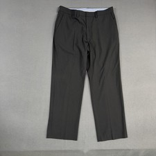 J M Haggar Dress Pants Mens 36x30 Gray Classic Fit Flat Front Polyester Blend