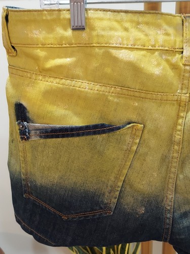 Andrew Christian Rare Yellow Varnished Men's Denim Mini Shorts 32 - Picture 4 of 11