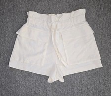Pantaloncini ZARA taglia grande misto lino avorio 2" cuciture interne coulisse vita sacchetto di carta