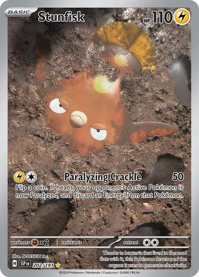 Stunfisk - 202/191 - Illustration Rare Surging Sparks Lightly Played