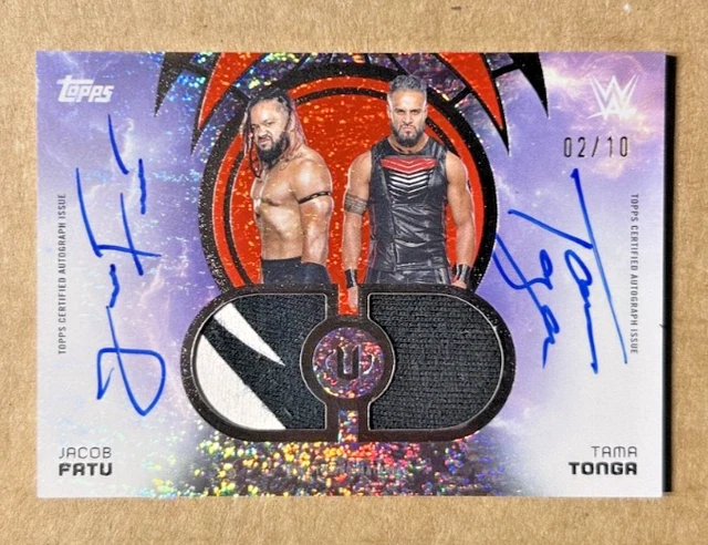 2025 Topps WWE Universe JACOB FATU TAMA TONGA Tag Team Dual AUTO Red Magma /10