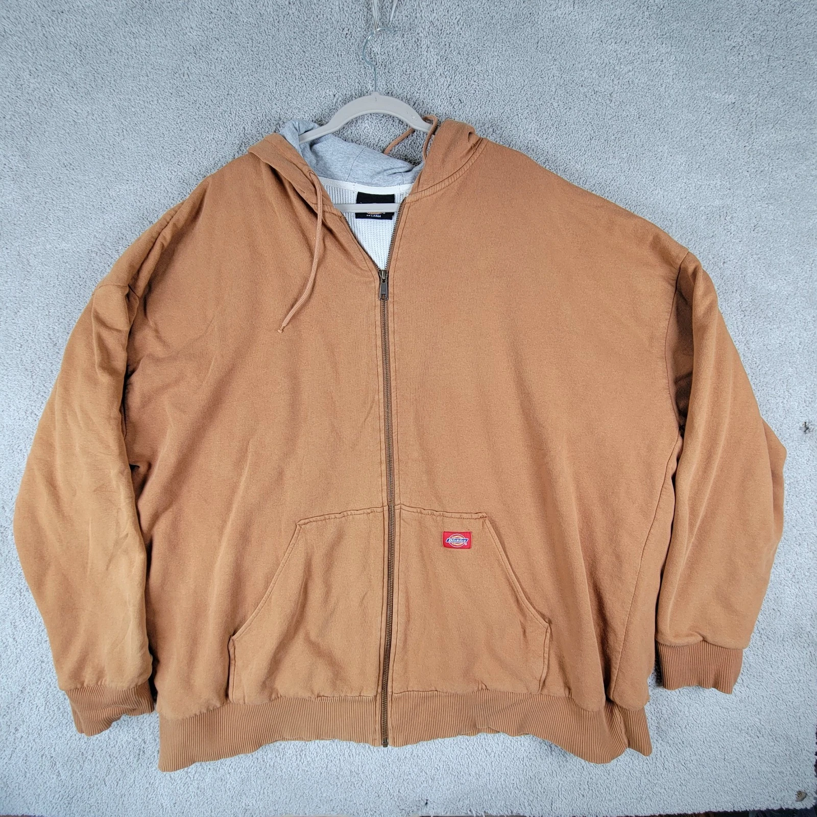 Vintage Dickies Thermal Lined Zip Up Hoodie Size 5XL Brown Y2K Skate